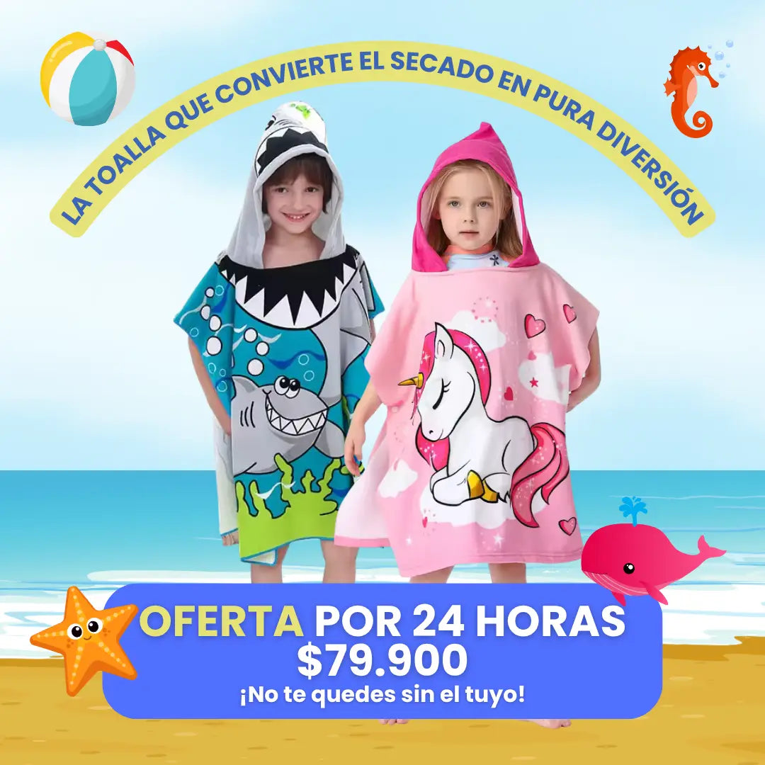 TOALLA PLAYERA CON CAPUCHA HAPPY KIDS