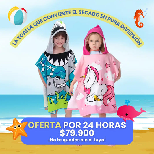 TOALLA PLAYERA CON CAPUCHA HAPPY KIDS