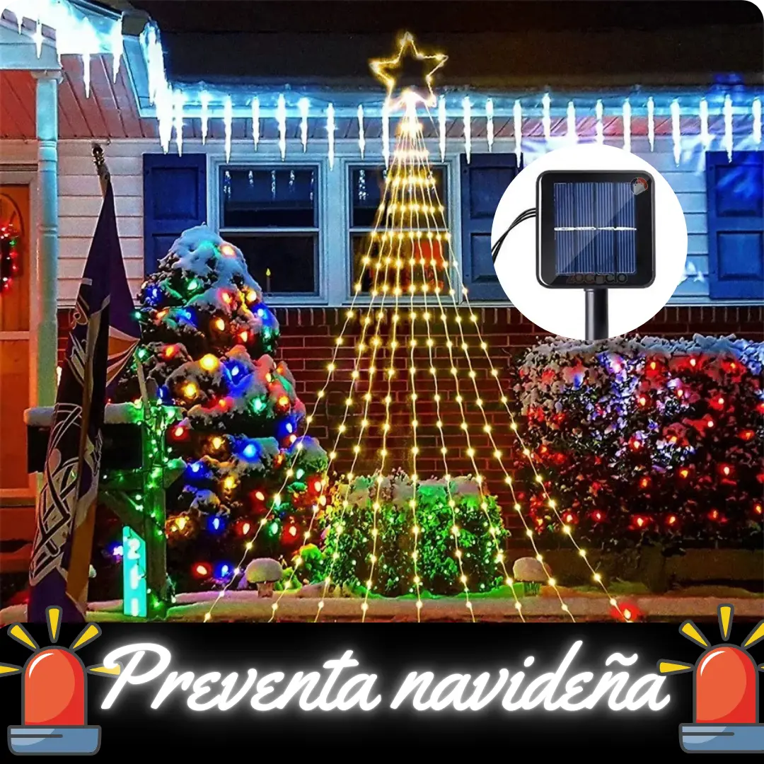 LUZ LED ESTRELLA CASCADA CON PANEL SOLAR